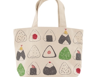 Japanese Mini Tote Bag Lunch Bag 30x20cm 100% Cotton - Rice Ball Onigiri