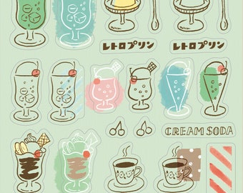 Clear Collage Stickers Retro cafe