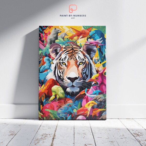 Jungle Animals acrylic Paint by Numbers Kit, Paint by Number Kit Adult, Premium Quality Canvas Perfect for Handmade wall decor or Gift