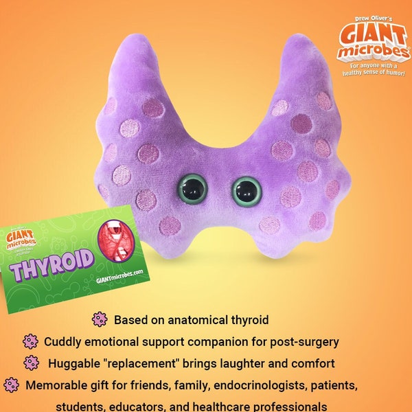 GIANTmicrobes Thyroid Plush, Thyroidectomy Gifts, Get Well Gifts, Endocrinology Gift, Anatomical Organ Plush, Biology Gifts, Thyroid Surgery
