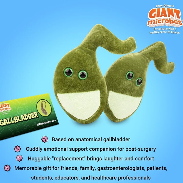 GIANTmicrobes Gallbladder Plush, Gallbladder Removal, Get Well Gifts, Gallbladder Surgery Gift, Anatomical Organ Plush, Biology Gifts