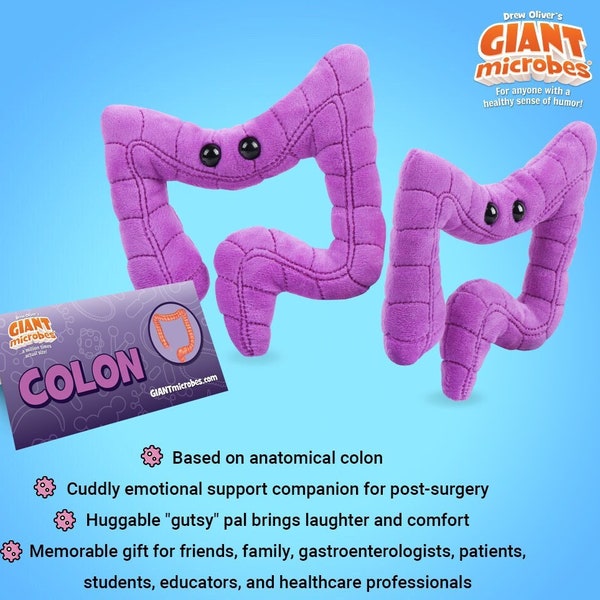 GIANTmicrobes Colon Plush, Get Well Gifts, Colon Cancer Awareness, Anatomical Organ Plush, Biology Gifts, IBS Warrior, Intestine Plush