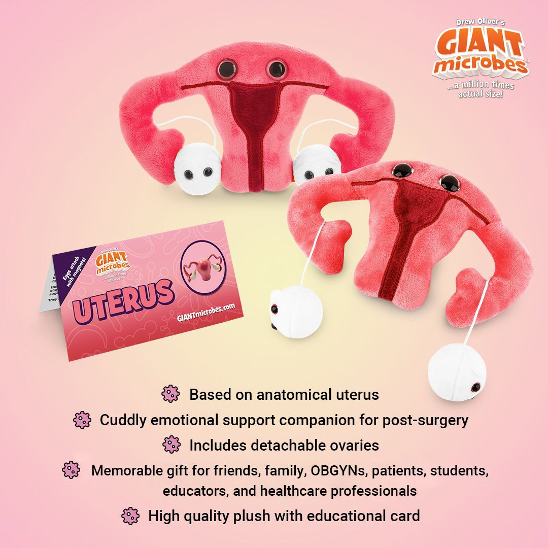 GIANTmicrobes Uterus Plush, Uterus Gifts, Hysterectomy Gifts, Obgyn Gifts, Feminist Gifts, Fertility Gift, Uterus Stuffed Animal, Endo Gifts