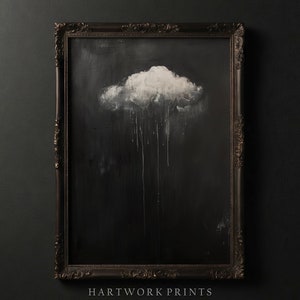 Rain Cloud | Printable Dark Academia Wall Art Vintage Dark Cottagecore Prints Moody Farmhouse Home Decor Gothic Abstract Cloud Oil Painting