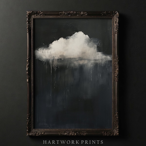 Cloud | Printable Dark Academia Wall Art, Vintage Dark Cottagecore Prints, Moody Farmhouse Home Decor, Gothic Abstract Cloud Oil Painting