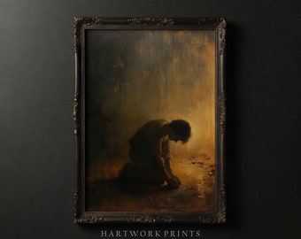 Solitude | Printable Dark Academia Wall Art, Vintage Dark Cottagecore Prints Moody Farmhouse Home Decor Digital Download Gothic Oil Painting
