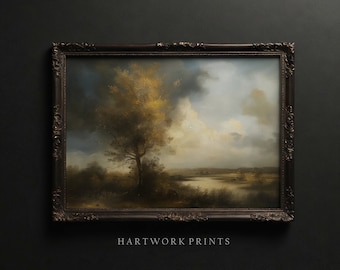 Golden Seed | Printable Dark Academia Wall Art Vintage Dark Cottagecore Prints Moody Farmhouse Home Decor Gothic Landscape Tree Oil Painting