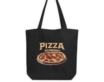 Pizza Wednesday Eco Tote Bag Pizzalovers tote, grocery bag vintage style pizza, Gift for him and her pizza fashionista, Christmas pizza gift