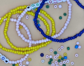 Bracelet de perles de rocaille personnalisé | Perle de rocaille 4 mm | Bracelets empilables | Bracelet de plage | Bracelet de l'amitié | Bracelet de cheville | Bracelet couple