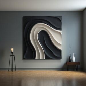 Wall décor modern wooden wall art-3D sculpture-black & white abstract wall art-Wabi Sabi image 3