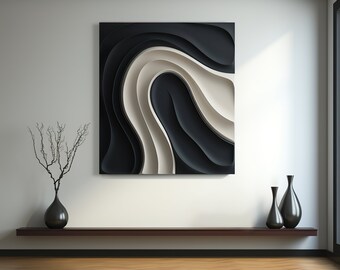 Wall décor modern wooden wall art-3D sculpture-black & white abstract wall art-Wabi Sabi