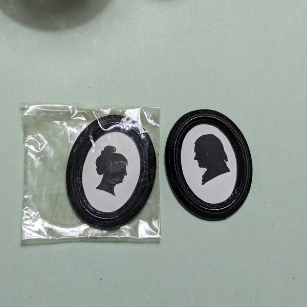 miniature George and Martha Washington silhouettes for dollhouse collection or hobby