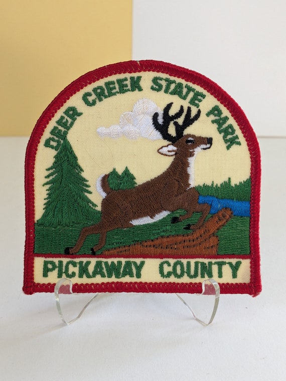 Deer Creek State Park Jumping Deer sew on patch fr