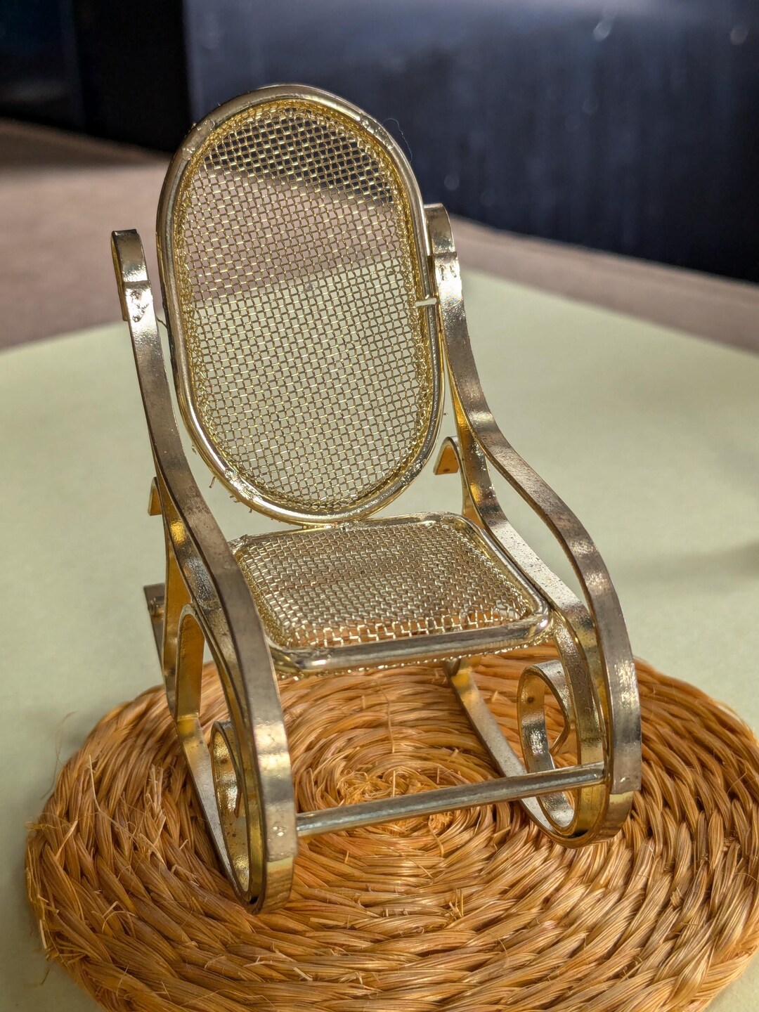 Miniature Vintage Brass Rocking Chair for Dollhouse, Shadow Box, or ...