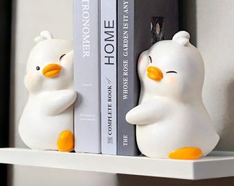 Duck Bookends | Cartoon Duck Bookends | Non-Slip Bookends | Home Décor | Decoration for Bookshelf | Book Lover Gift | Bookcase Decoration