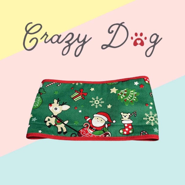 Christmas, Green Color, Stylish Male Dog Sash: Male Belly Bands, Reusable, Adjustable, and Washable Diaper Cover for Hygiene and Elegance