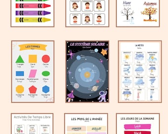 12 Bilingual French Posters: Educational Prints for Classroom (Digital Download)