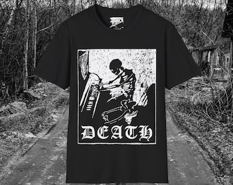 Death Skeleton Dark Gothic Tarot T-Shirt, Occult Tee, Unisex Softstyle Top, Spiritual Clothing, Gothic Fashion Shirt
