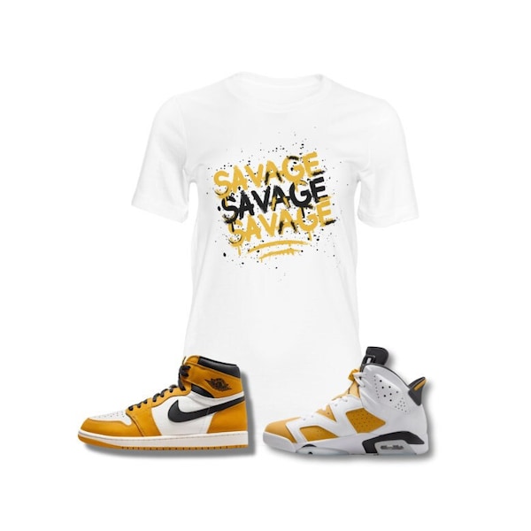 Savage-Unisex Tee Shirt to Match Yellow Ochre 6s or 1s