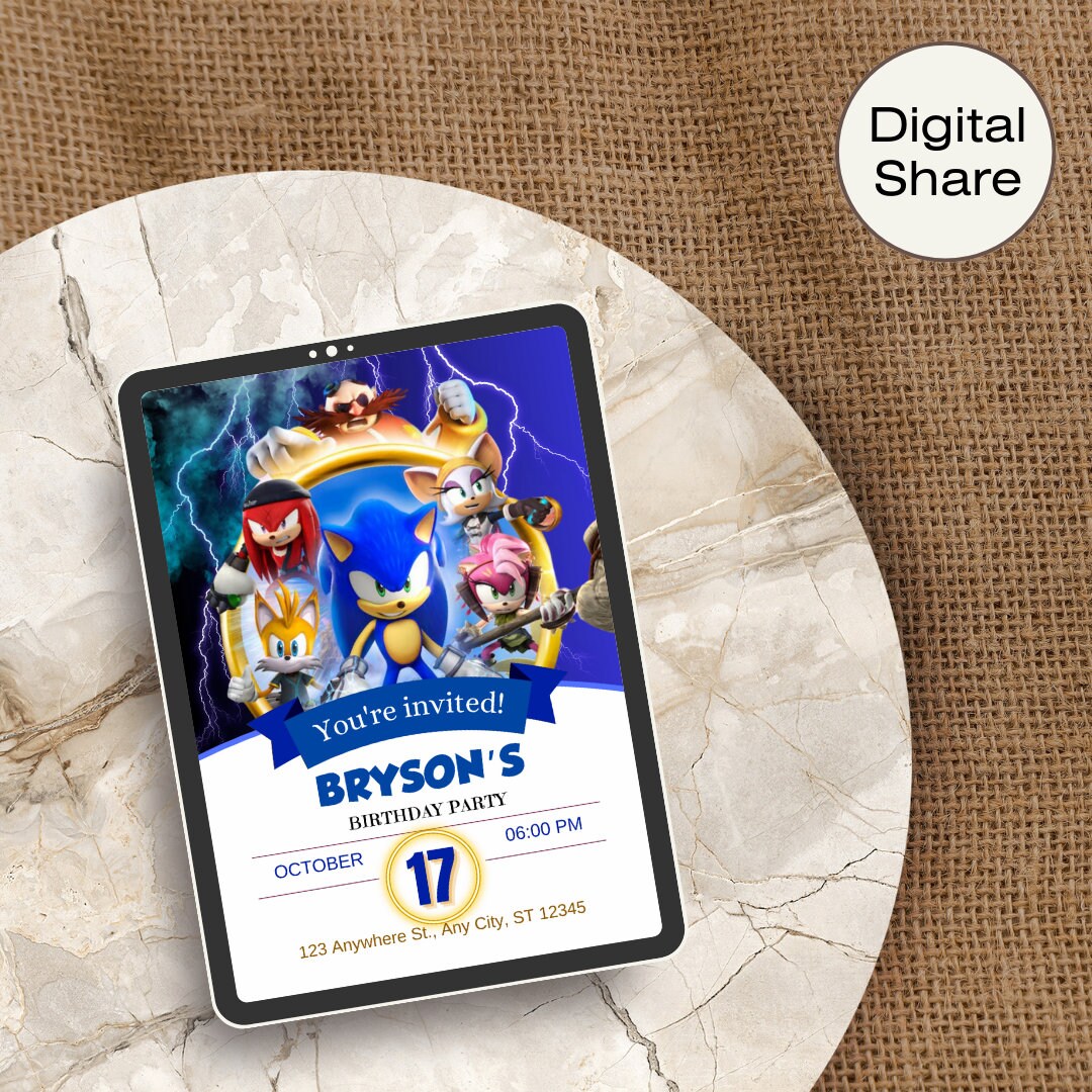 Editable Printable Sonic Birthday Invitation Card Template for Boys ...