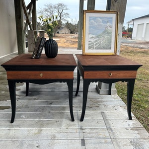 SOLD*** do not purchase | Vintage Mt. Airy Side Tables | Original Gold Hardware | MCM tables