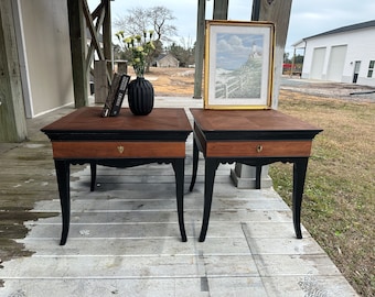 SOLD- do not purchase | Vintage Mt. Airy Side Tables | Original Gold Hardware | MCM tables