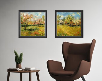 Van Gogh-Inspired Garden: Digital Oil Painting Set, Wall Art, Home Decor