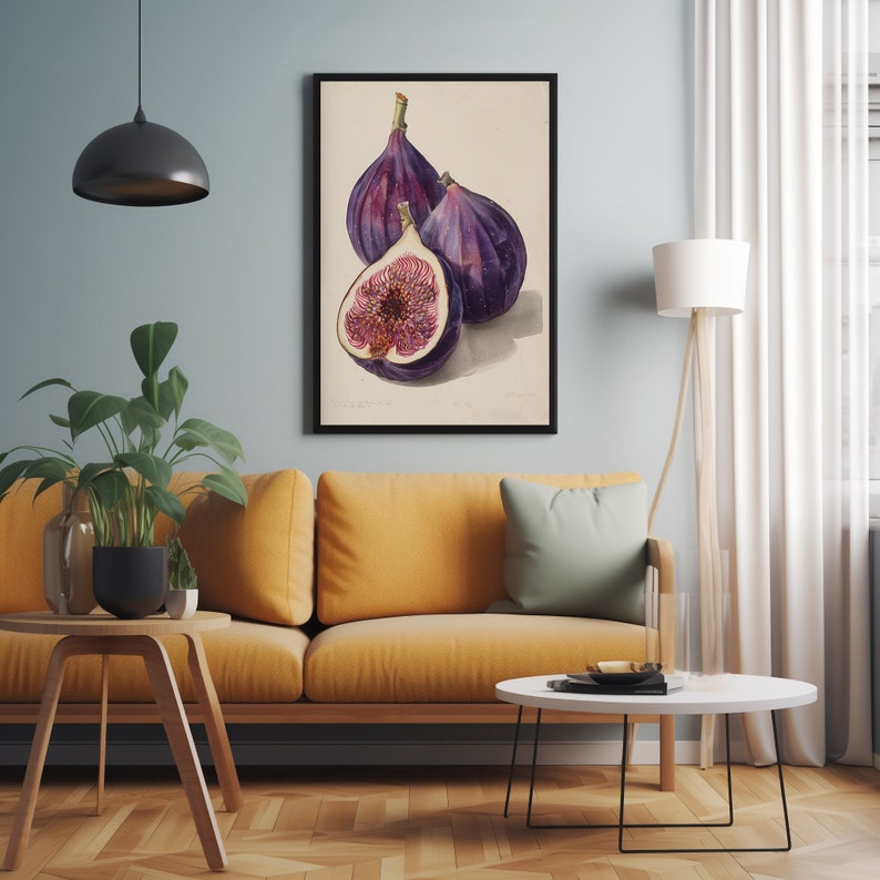 Still life with fig digital print, fruits to print, illustrations with fruits, kitchen decor, Wall Art, Home Decor, Printable Wall Art image 1