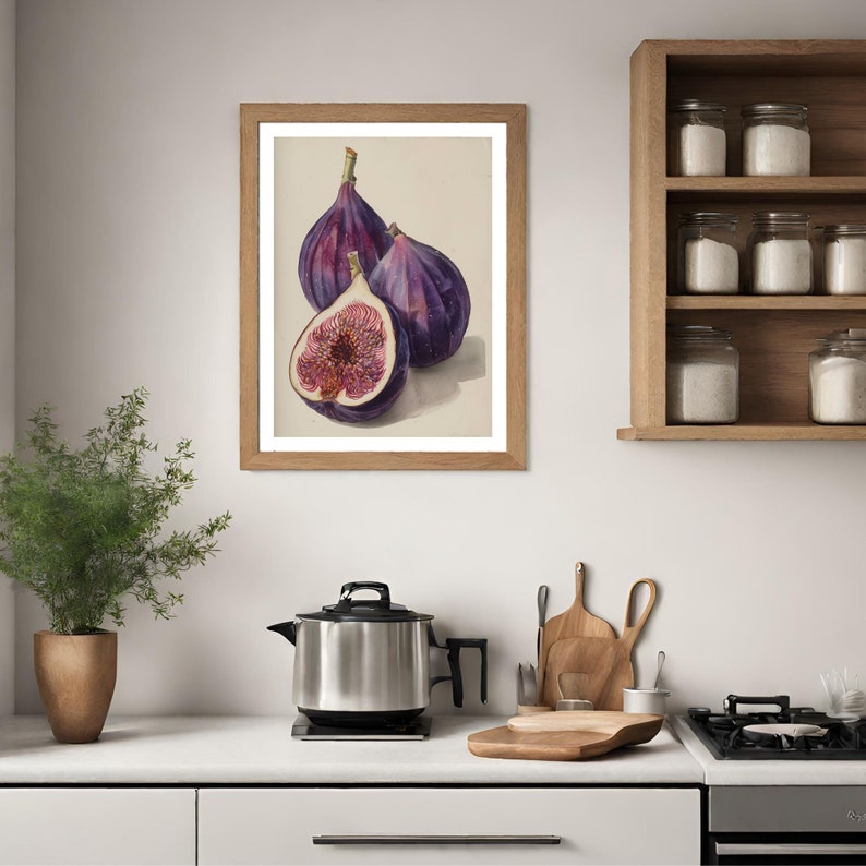 Still life with fig digital print, fruits to print, illustrations with fruits, kitchen decor, Wall Art, Home Decor, Printable Wall Art image 5