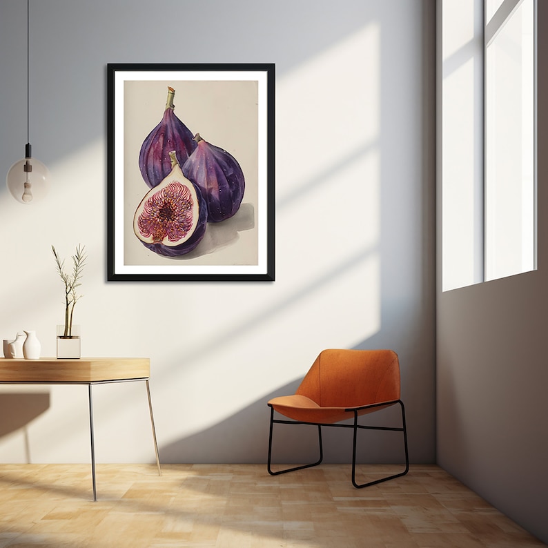 Still life with fig digital print, fruits to print, illustrations with fruits, kitchen decor, Wall Art, Home Decor, Printable Wall Art image 4