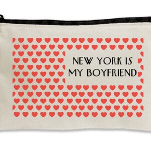 NYC is My Boyfriend Canvas Black Zipper bag