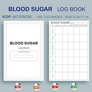 Blutzucker-Tagebuch, Diabetiker-Tagebuch, Glukosetracker, Diabetestagebuch, Tagesjournal