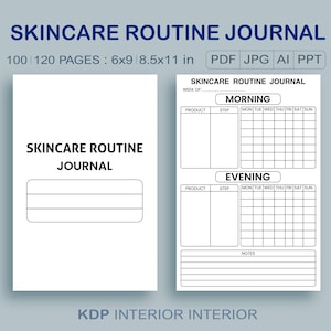 Skincare routine journal, Printable Skincare Planner, Beauty Routine Journal for Makeup Tracker, Beautician Gift, Glow Up Planner