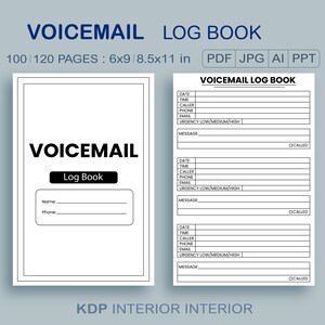 Livro de registro de correio de voz, registro de comunicação, modelo de chamada telefônica, rastreador de chamadas perdidas, diário de chamadas para impressão