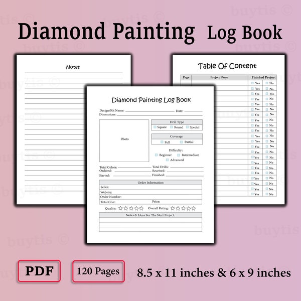 Diamond Painting Log Book, Diamond Painting Journal, Diamond Painting kit