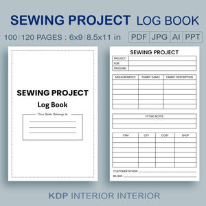 Sewing Project Log Book: Planner & Organizer (Digital Download)