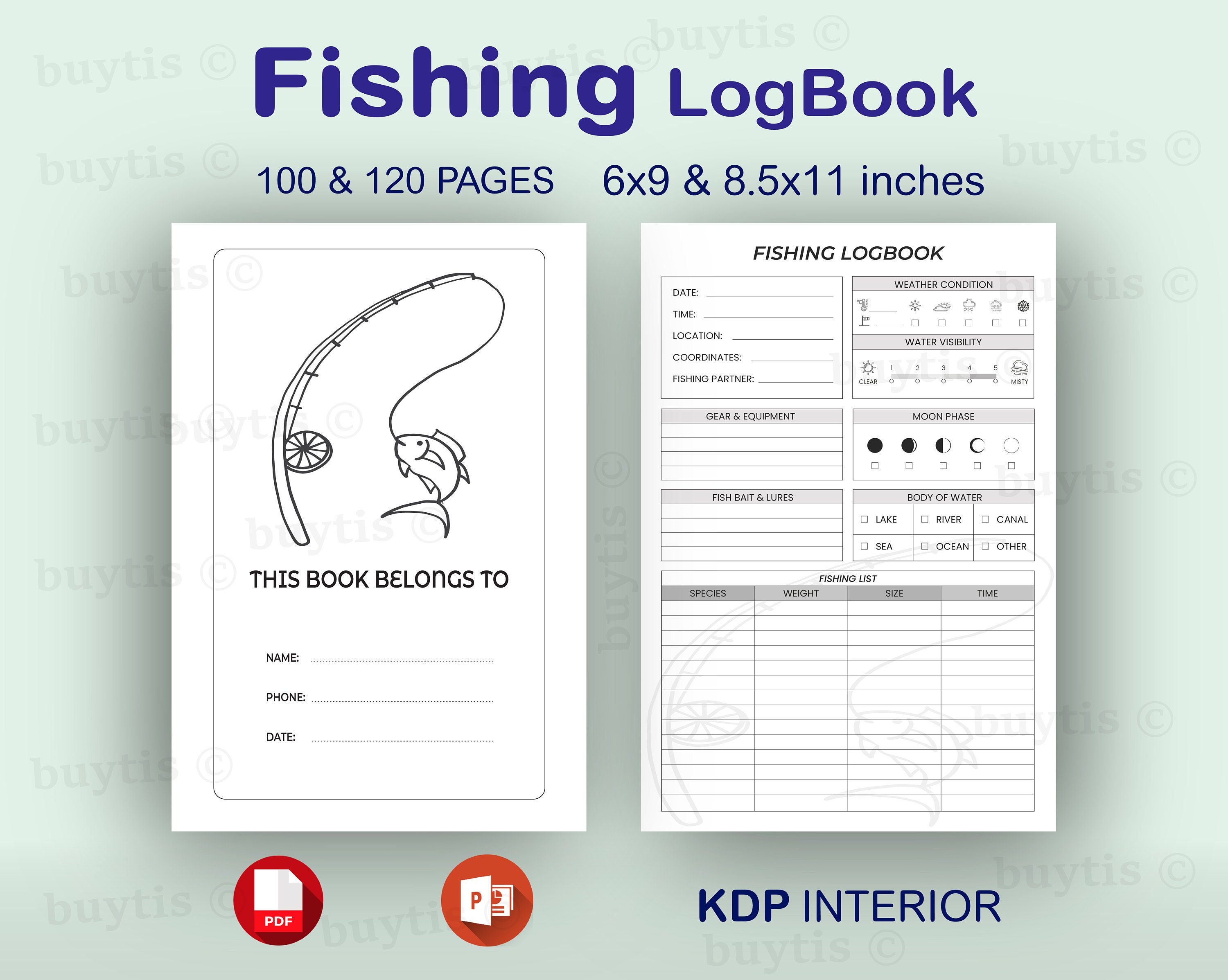 Fishing log: 100 Pages 5.06X7.81 Fishing log book