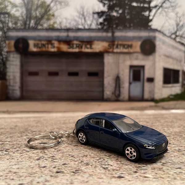 Mazda 3 hatchback Keychain. Blue Mazda 3 Diecast Car with Key Ring. Great Gift for a Mazda Lover