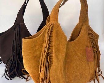 Fringe Hobo Bag: Brown Bohemian Shoulder Tote