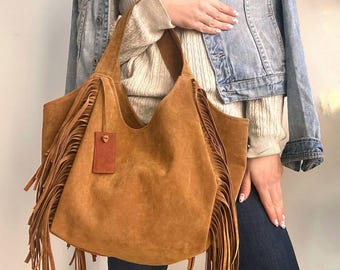 Brown Fringe Hobo Bag: Western Bohemian Tote