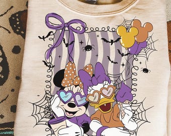 Vintage Minnie Daisy Halloween Comfort Colors Shirt, Disney Halloween Shirt, WDW Disneyland Halloween Girls Trip 2025, Besties Halloween Tee