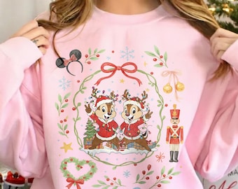 Kokette Chip und Dale Weihnachts-Sweatshirt, Chip N Dale Weihnachts-Sweatshirt, Disney Doppel-Trouble-Urlaubsreise-Shirt, Chipmunks-Weihnachtsgeschenk