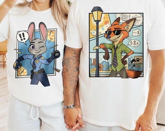 Disney Zootopia Couple Shirt, Nick Wilde Judy Hopps Shirt, Disney Zootopia Matching Tee, Zootopia Kids Shirt, Disney Couple Tee
