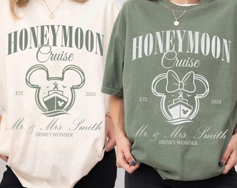 Personalized Disney Honeymoon Cruise Shirt, Mr Mrs Disney Shirt, Disney Cruise Couple Shirt, Mickey Minnie Cruise Shirt, Engagement Shirt