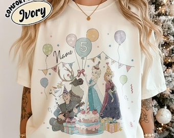 Camiseta de cumpleaños personalizada de Disney, camiseta de cumpleaños de Frozen de Disney, camiseta infantil de Disney, camiseta familiar a juego de Disney, camiseta de Elsa, Anna y Olaf de Disney.
