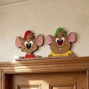Decoración de puerta infantil de Disney, marco de puerta de ratones de madera, decoración de pared de Disney con diseño de ojos y pies, decoración de habitación de Cenicienta, regalo para amantes de Disney.