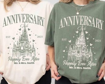 Camiseta "Felices para siempre" de Disney, camiseta del Club de Aniversario de Disney, camiseta del Castillo Mágico, camisetas de aniversario para parejas, camiseta de pareja de Disney