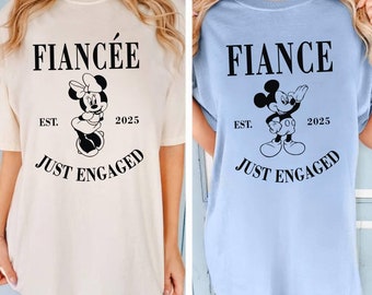 Disney Just Engaged Shirt, Disney Couple Trip Shirt, Disneyworld Engaged Shirt, Disney Fiance and Fiancee Shirts, Mickey Minnie Shirt