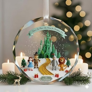 Personlig trollkarlsglasdekoration, julklapp i Emerald City, julgransprydnad i Oz, inspirerad av klassisk julfilm, ond gåva