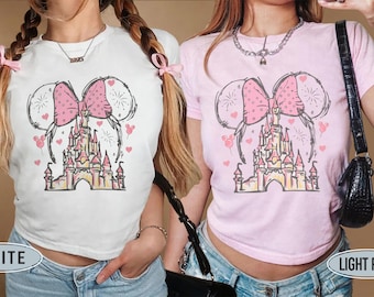 Disney Minnie Mouse Castle Baby Tee, Magic Kingdom Crop Top, Disney Y2K Baby Tee,Disneyland Shirt,Magical Castle T-Shirt,Disney Castle Shirt